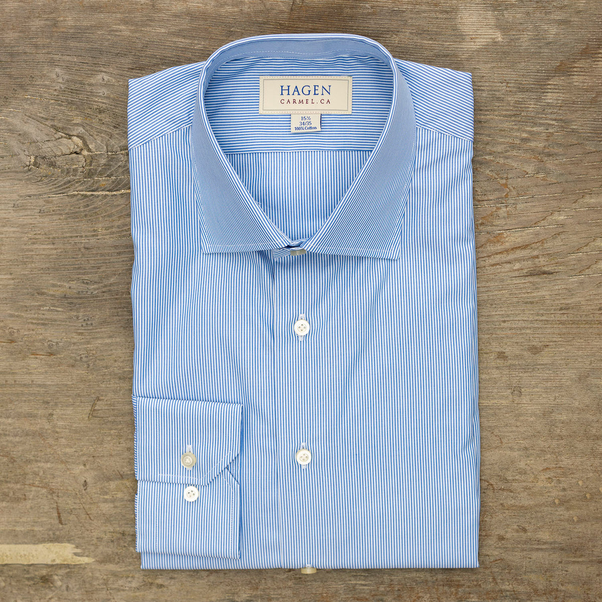 White and light blue striped pure cotton shirt | Belvest
