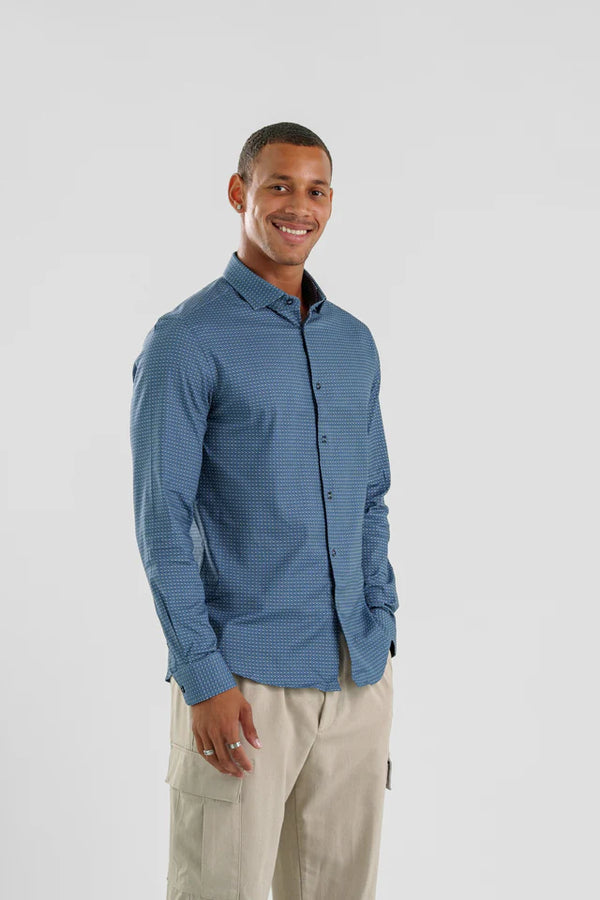 Nova - Dusk Blue Rectangular Long Sleeve Shirt