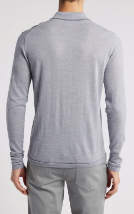 Roman Long Sleeve Merino Wool Sweater Polo