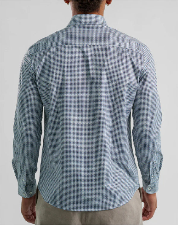 Apex- Light Blue Micro Flower Long Sleeve Shirt