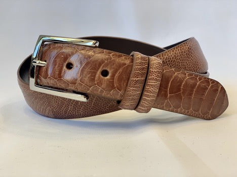 Men's Embossed Leather Ostrich Belt