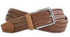 Tan Lexington Braided Italian Saddle Leather Stretch Belt